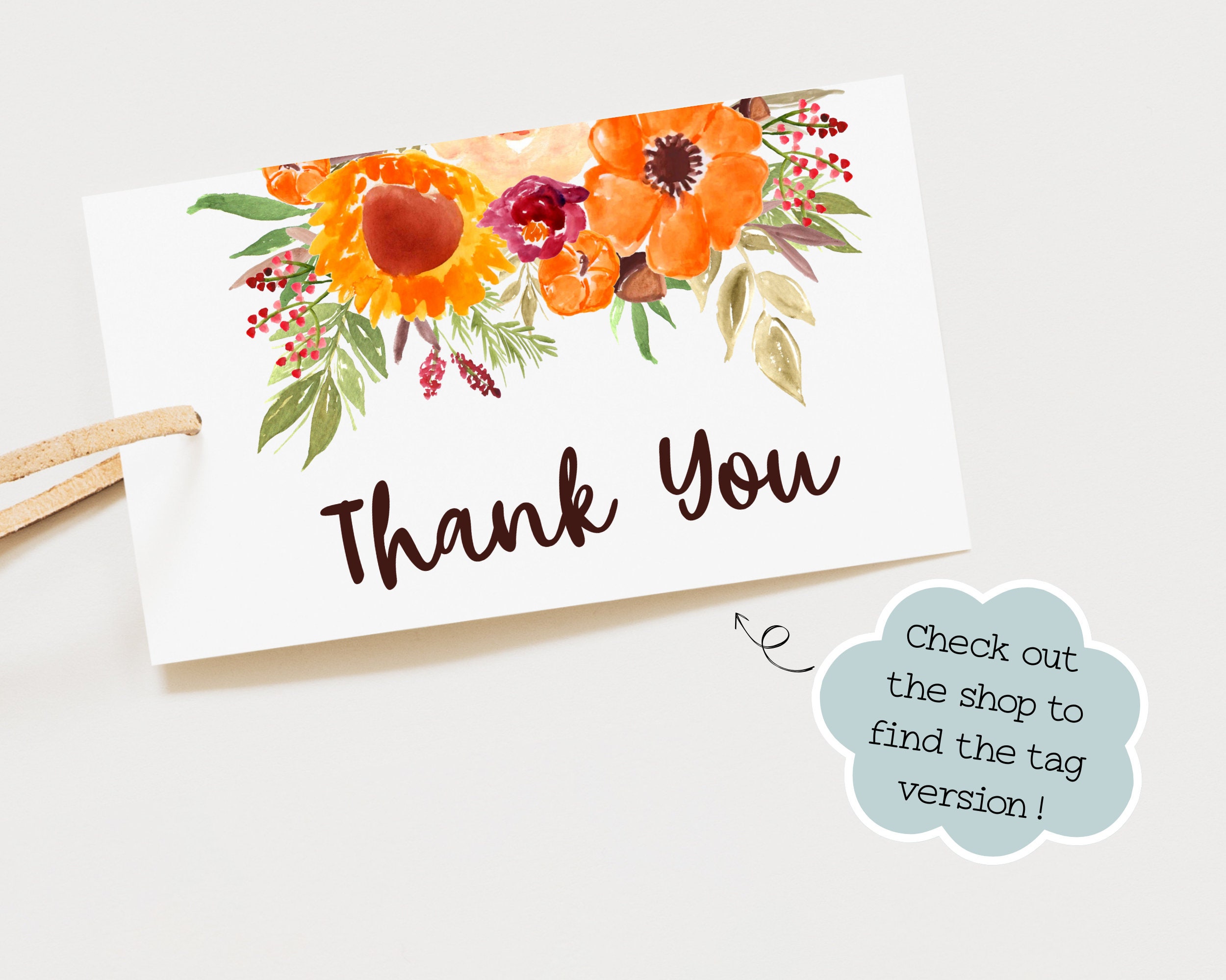 Digital Thank You Card | Printable Thank You Cards | Floral Thank You ...