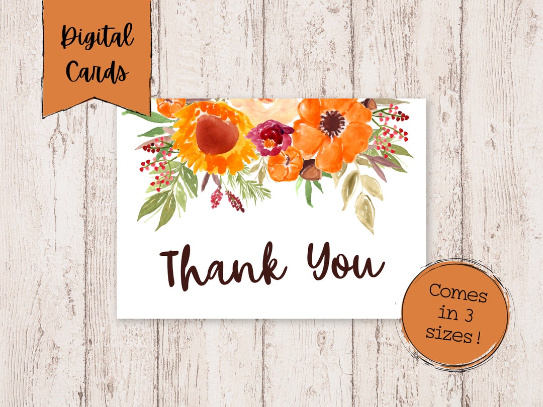 Digital Thank You Card | Printable Thank You Cards | Floral Thank You ...