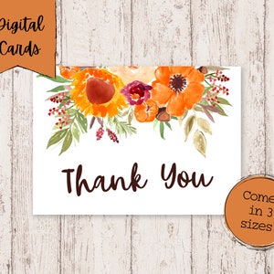 Digital Thank You Card | Printable Thank You Cards | Floral Thank You Digital Cards | Fall Thank You Card | Floral Fall Printable Card