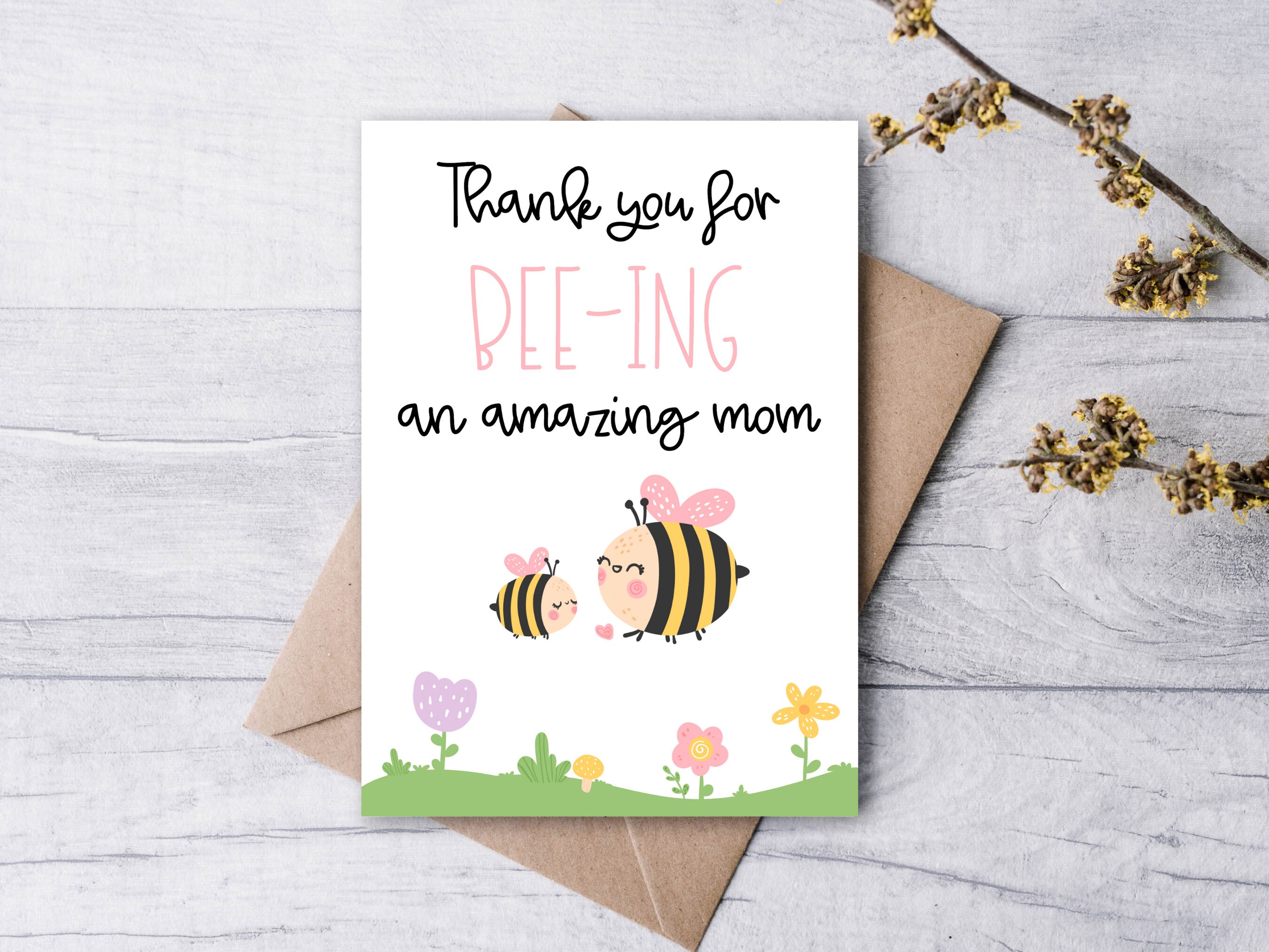 Digital Mother's Day Card Printable Bee Mother's Day Card Mother's Day