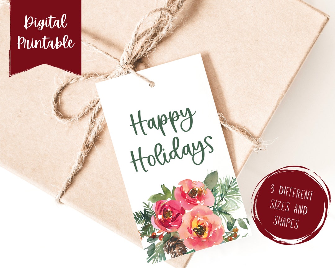 Floral Christmas Gift Tags Watercolor Floral Christmas Gift Tags ...