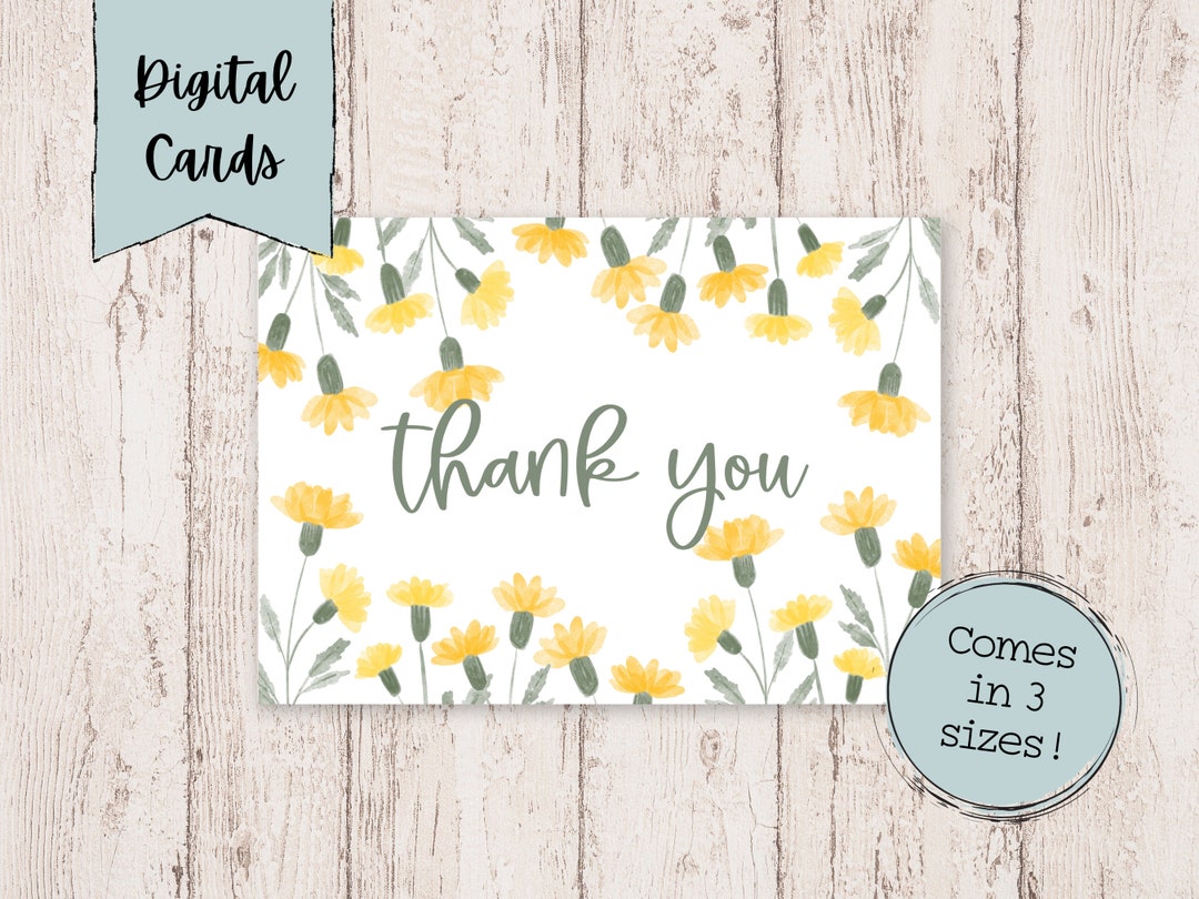 Floral Thank You Digital Printable Card | Printable Card | Digital ...