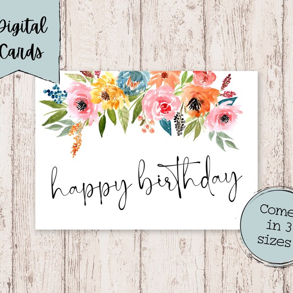 Happy Birthday Digital Printable Card | Printable Card | Digital Download Card | Digital Birthday Card | Printable Birthday Cards