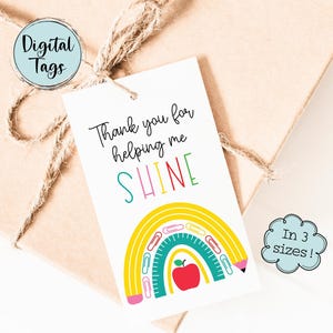 Printable Teacher Appreciation Tags | Digital Thank You Teacher Tags | Digital Teacher Appreciation Gift Tags | Back to School Gift Tags