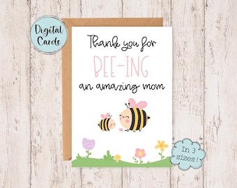 Digital Mother's Day Card | Printable Bee Mother's Day Card | Mother's Day Printable Card | Digital Card for Mothers Day | Mother's Day Card