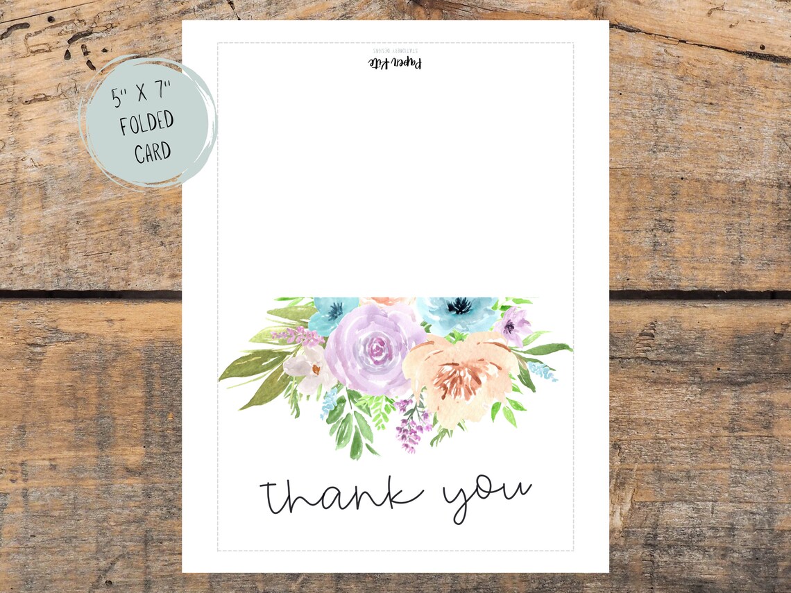 Digital Thank You Cards Printable Thank You Cards Floral - Etsy