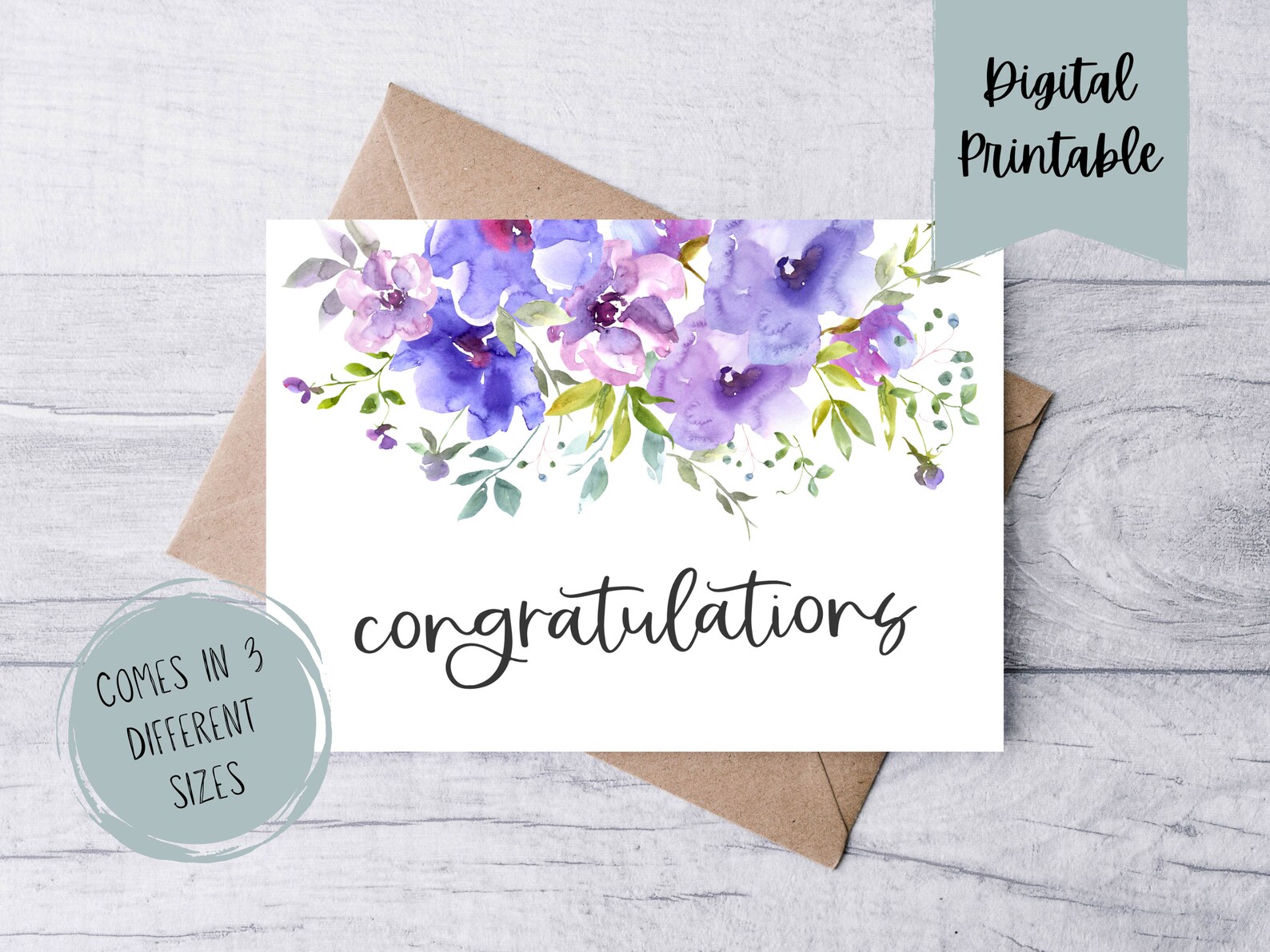 Floral Congratulations Printable Cards Wedding - Etsy