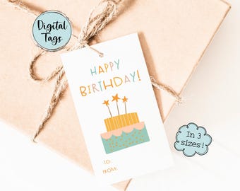 Birthday Tags Digital | Printable Birthday Tags | Birthday Digital Download Gift Tags | Party Gift Tags | Digital Birthday Gift Labels