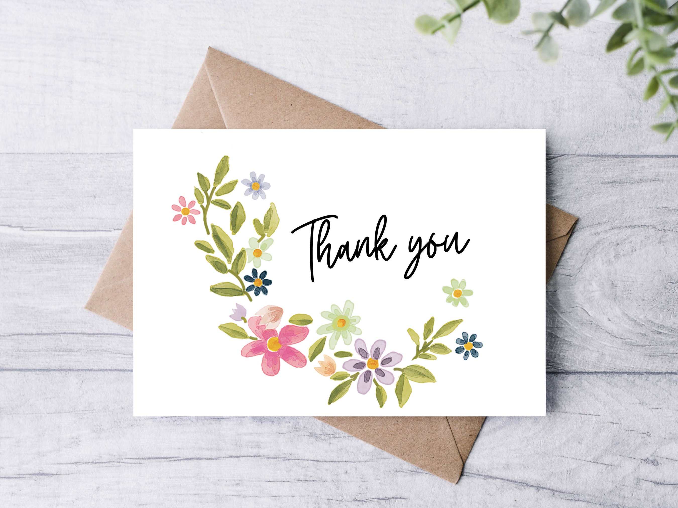 Thank You Digital Printable Card Digital Thank You Card Etsy