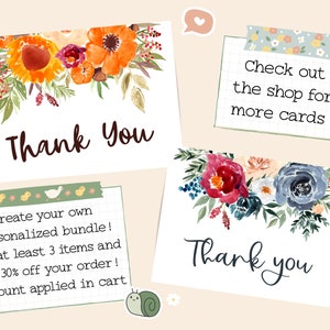 Digital Thank You Cards | Printable Thank You Cards | Floral Thank You ...