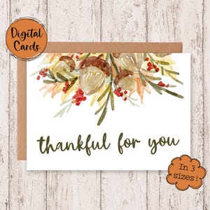 Digitale kaart Thankful For You | Herfst dankbaar afdrukbare kaart | Digitale herfstwenskaart | Afdrukbare herfstwenskaart | Dankbaarheidskaarten