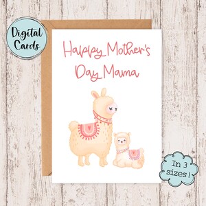 Digitale Muttertagskarte | Mama Llama druckbare Karte | Muttertag druckbare Karte | Digitale Karte zum Muttertag | Lama Muttertagskarte