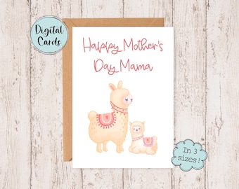 Mother's Day Digital Card | Mama Llama Printable Card | Mother's Day Printable Card | Digital Card for Mothers Day | Llama Mother's Day Card