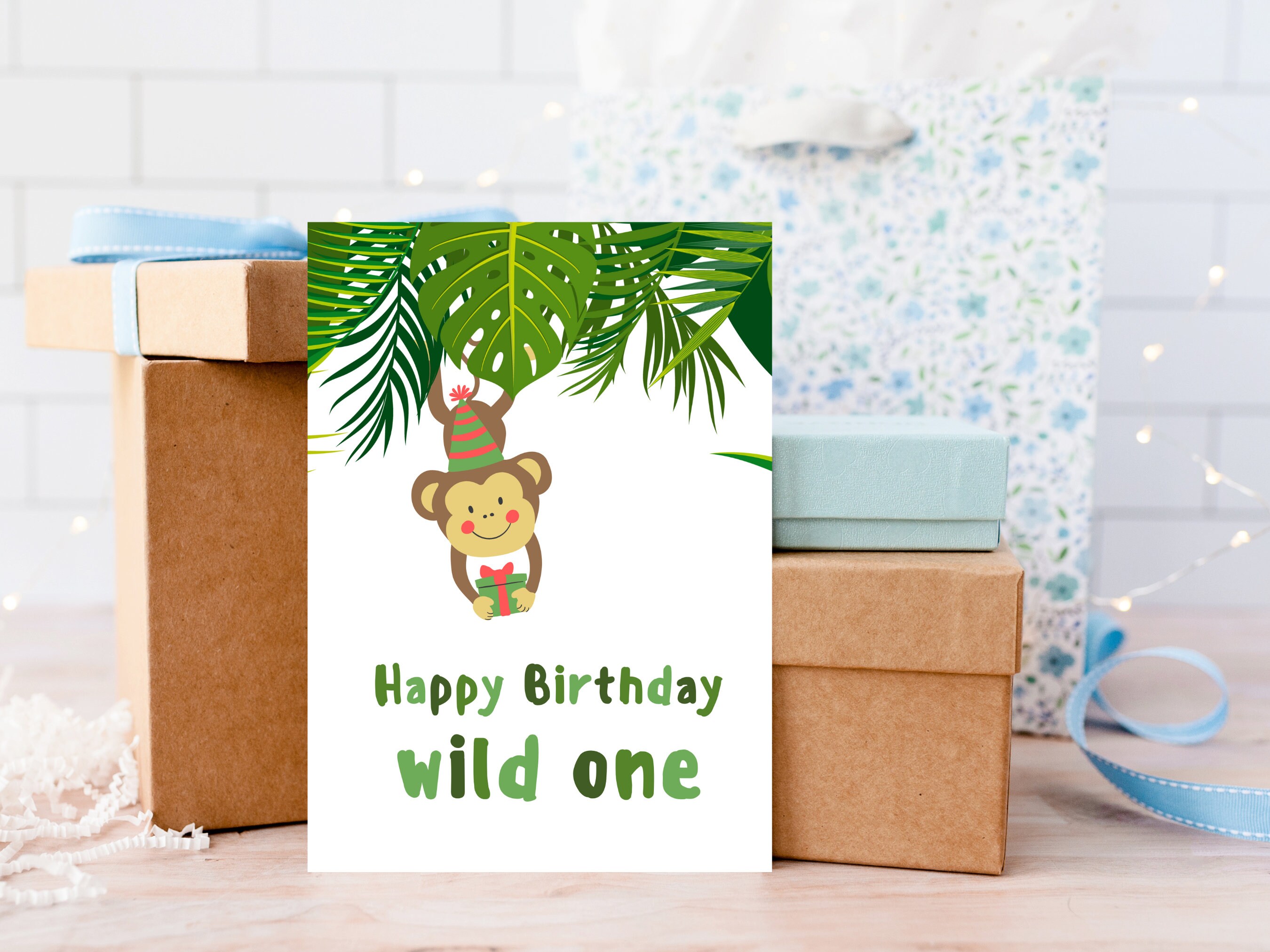 1st Birthday Card Printable First Birthday Digital Printable Wild One ...