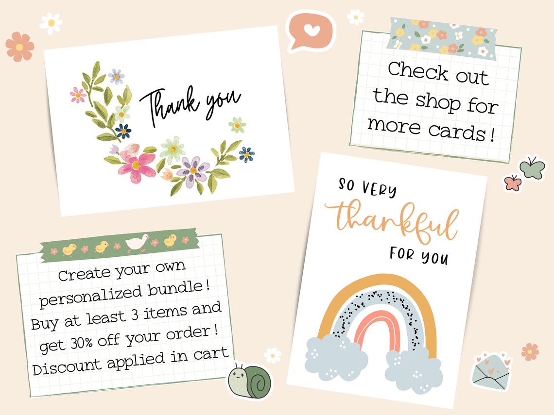 Thank You Printable Card Thank You Printable Card Thank - Etsy