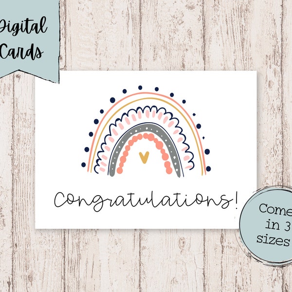 Rainbow Congratulations Digital Card | Rainbow Congratulations Printable Card | Congratulations Printable Card | Baby Shower Card Digital