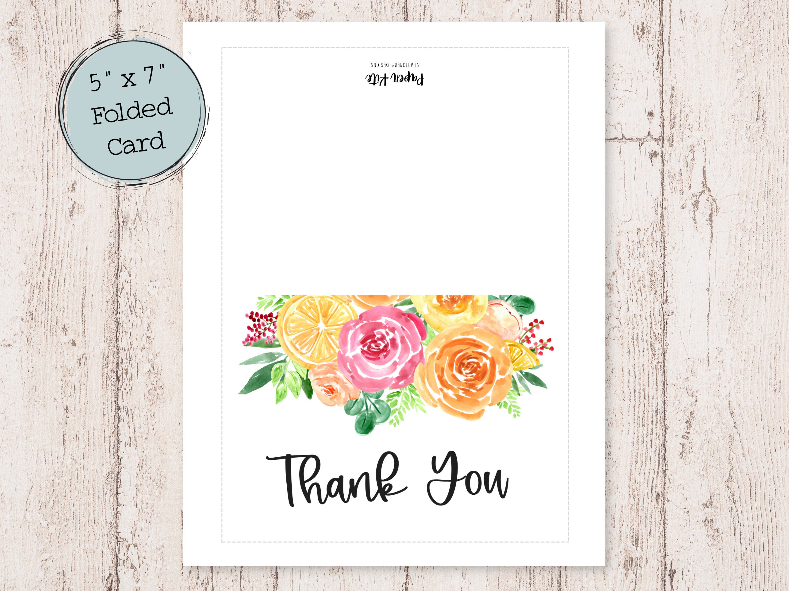 Digital Thank You Cards | Printable Thank You Cards | Floral Thank You ...