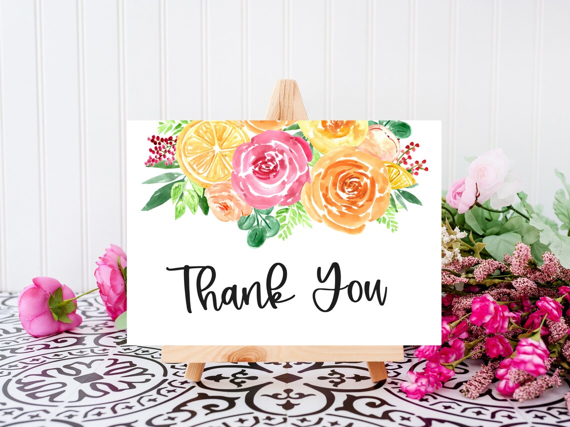 Digital Thank You Cards Printable Thank You Cards Floral Thank You ...