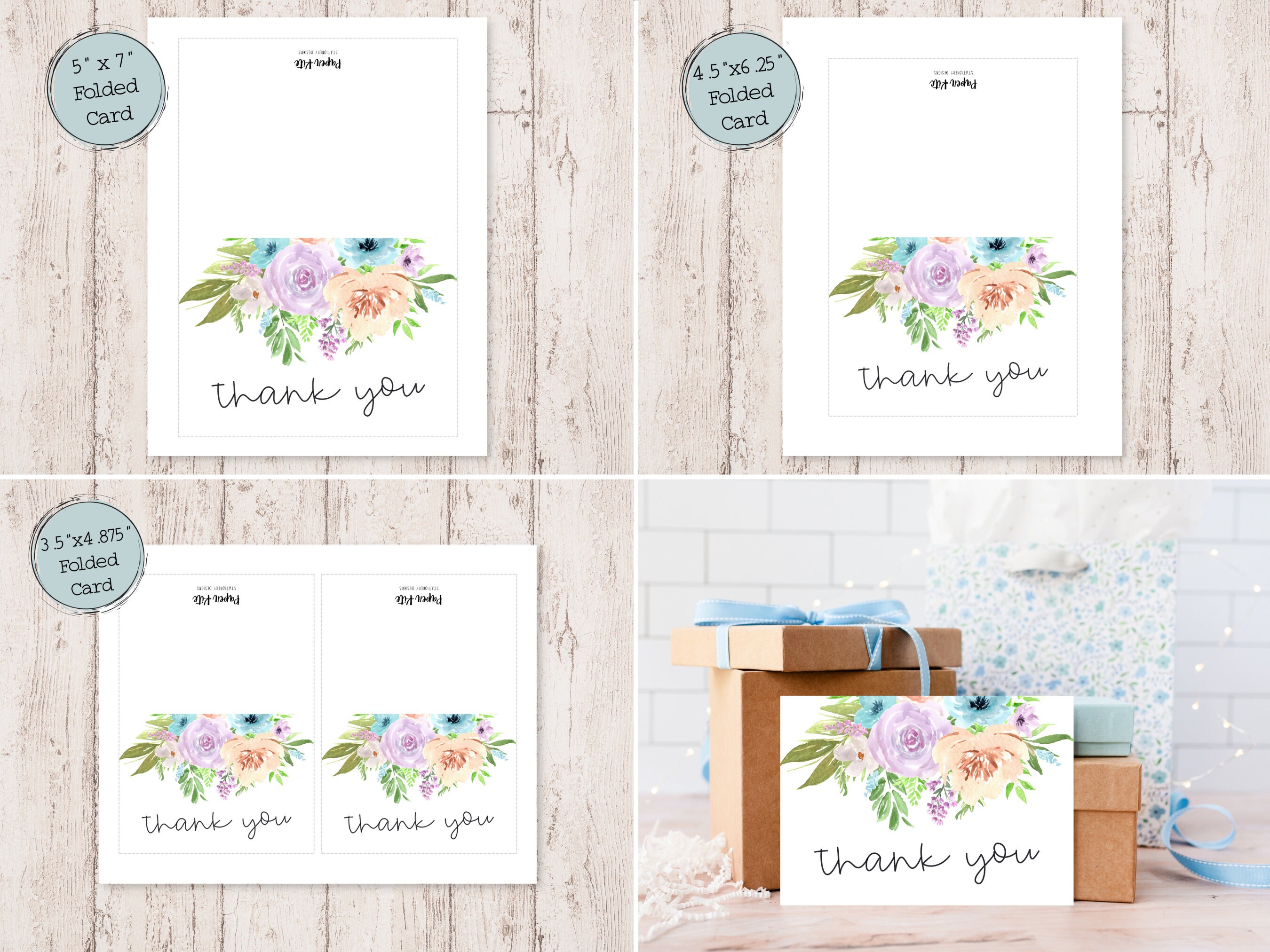 Digital Thank You Cards | Printable Thank You Cards | Floral Thank You ...