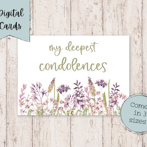 imprimable pour nos plus sincères condoléances | Carte de condoléances numérique | Carte de sympathie imprimable | imprimable en deuil | Cartes de deuil numériques