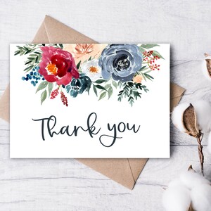 Digital Thank You Cards | Printable Thank You Cards | Floral Thank You ...