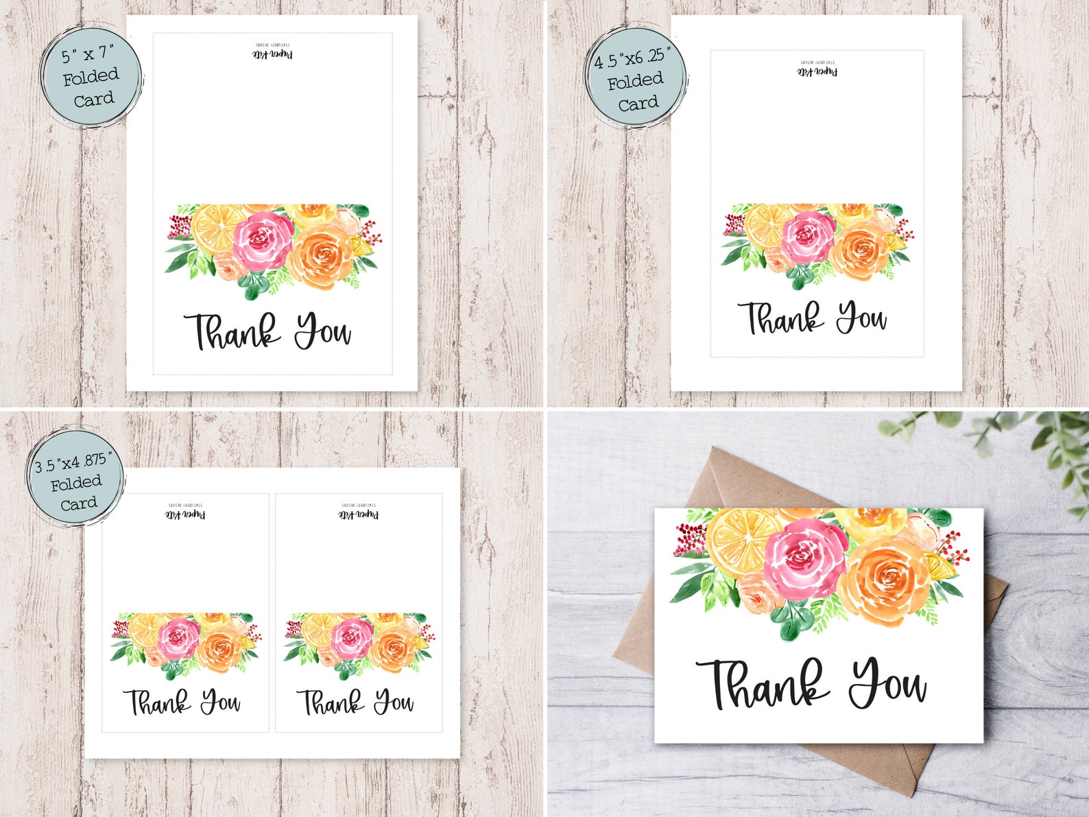 Digital Thank You Cards | Printable Thank You Cards | Floral Thank You ...