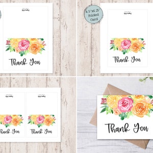 Digital Thank You Cards | Printable Thank You Cards | Floral Thank You ...