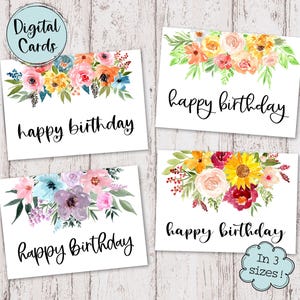 Birthday Printable Cards | Digital Birthday Cards | Floral Birthday Cards | Happy Birthday Digital Cards | Floral Happy Birthday Cards