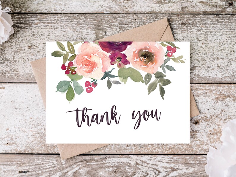 Digital Thank You Cards Printable Thank You Cards Thank Etsy