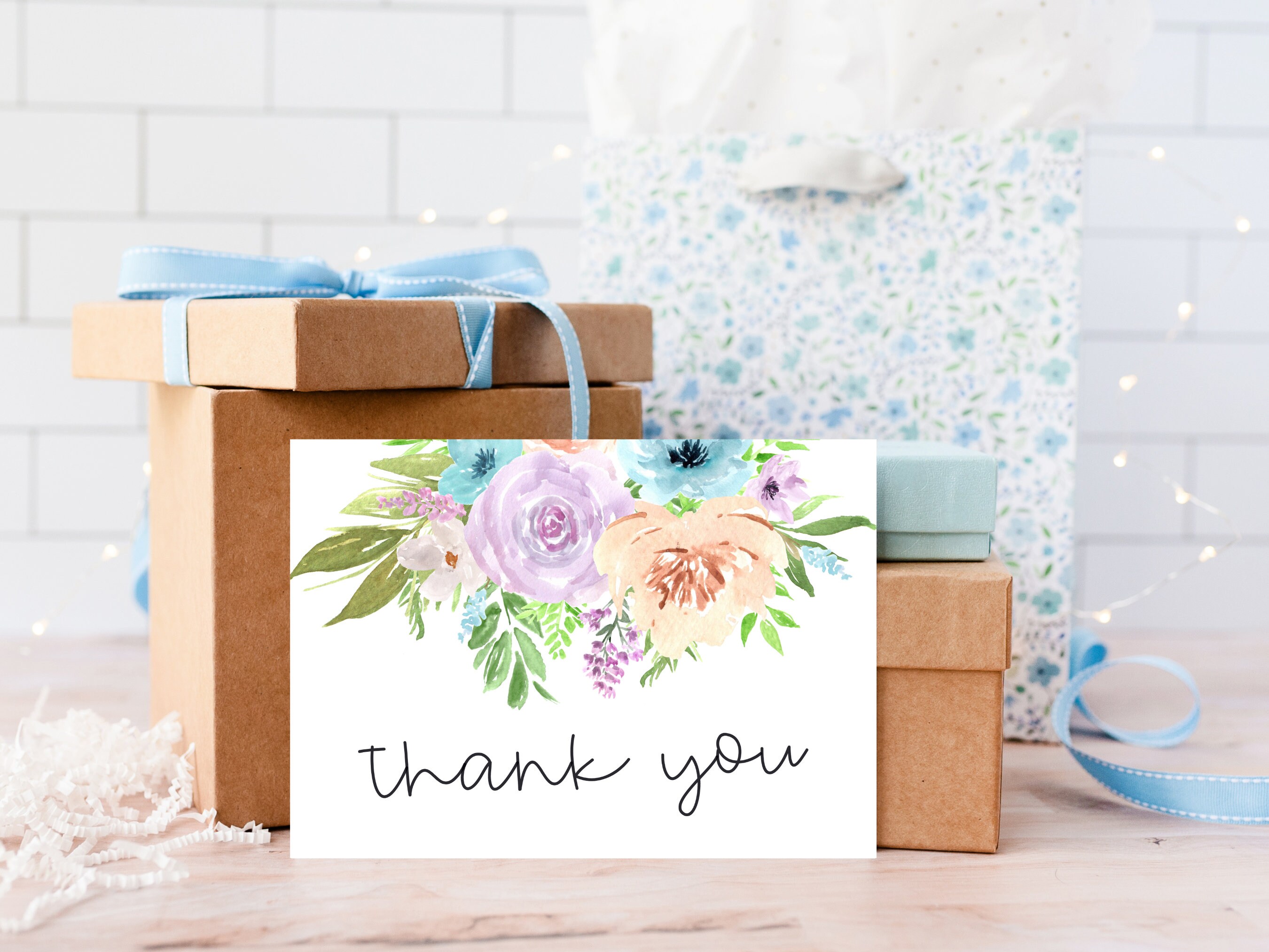 Digital Thank You Cards | Printable Thank You Cards | Floral Thank You ...