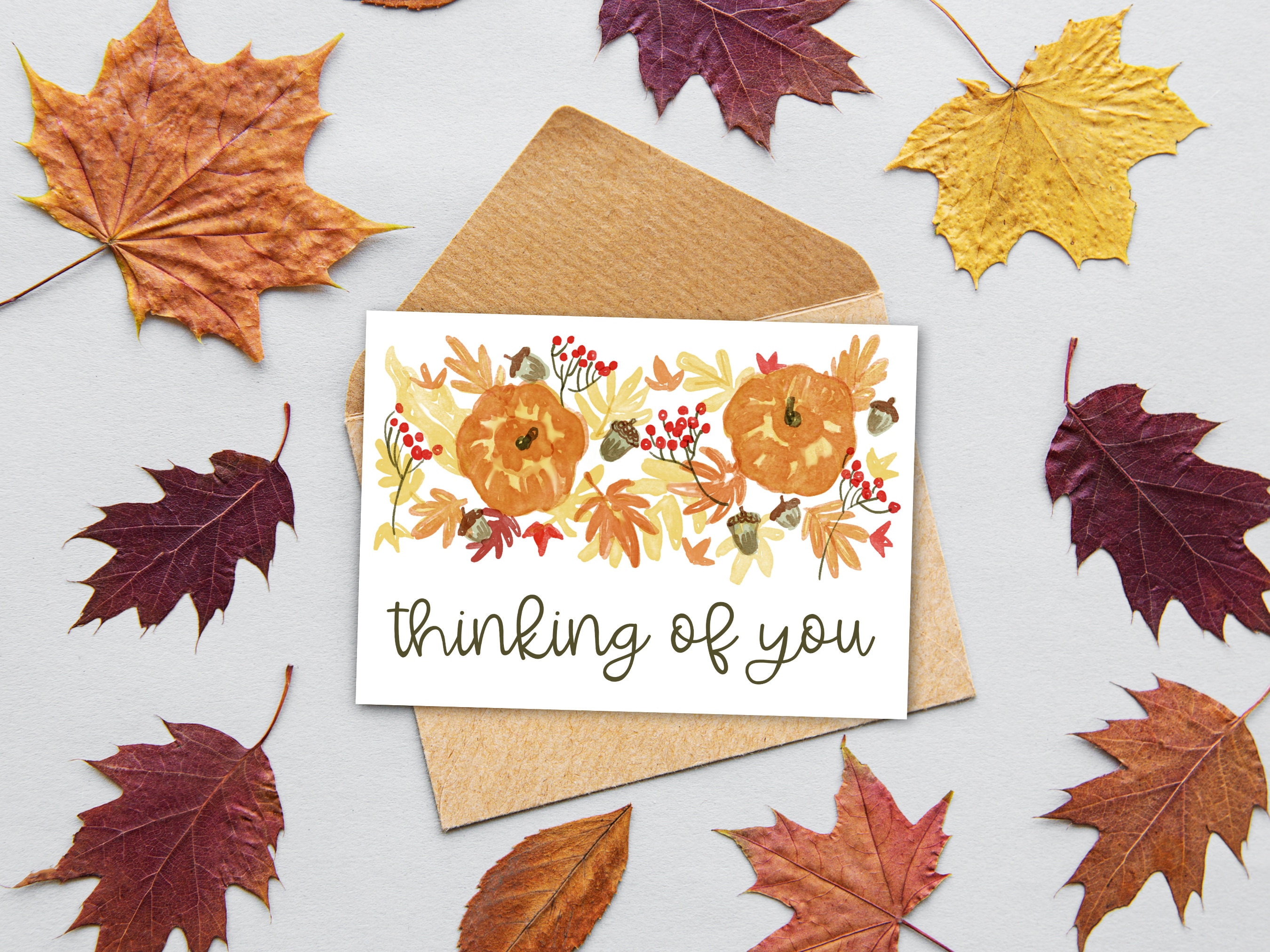 Thinking of You Digital Card Fall Thinking of You Printable Card Autumn ...