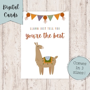 You're The Best Digital Card | Llama Printable Card | Llama Digital Card | Pick Me Up Card | Digital Greeting Card | Llama Greeting Cards