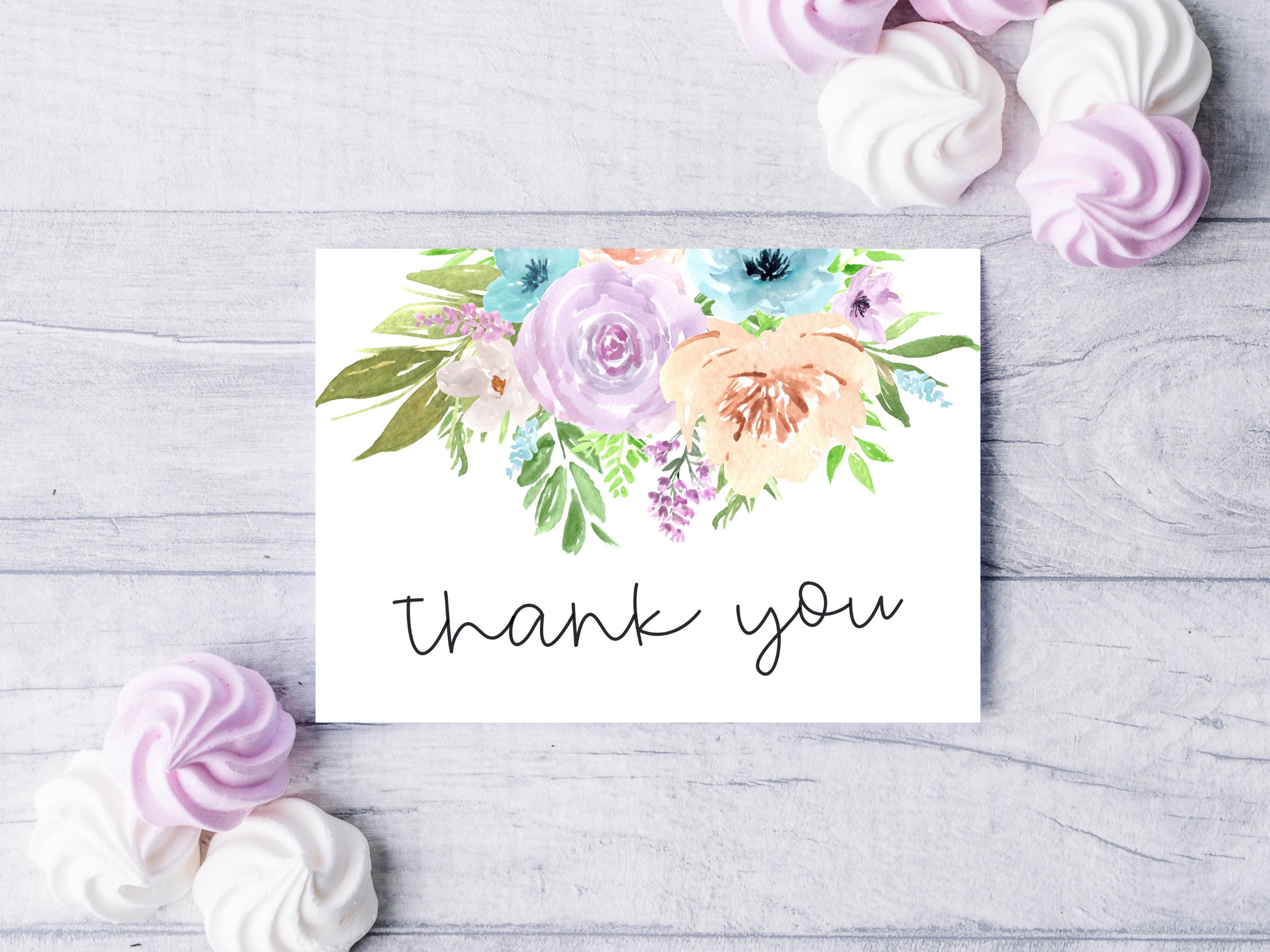 Digital Thank You Cards Printable Thank You Cards Floral - Etsy
