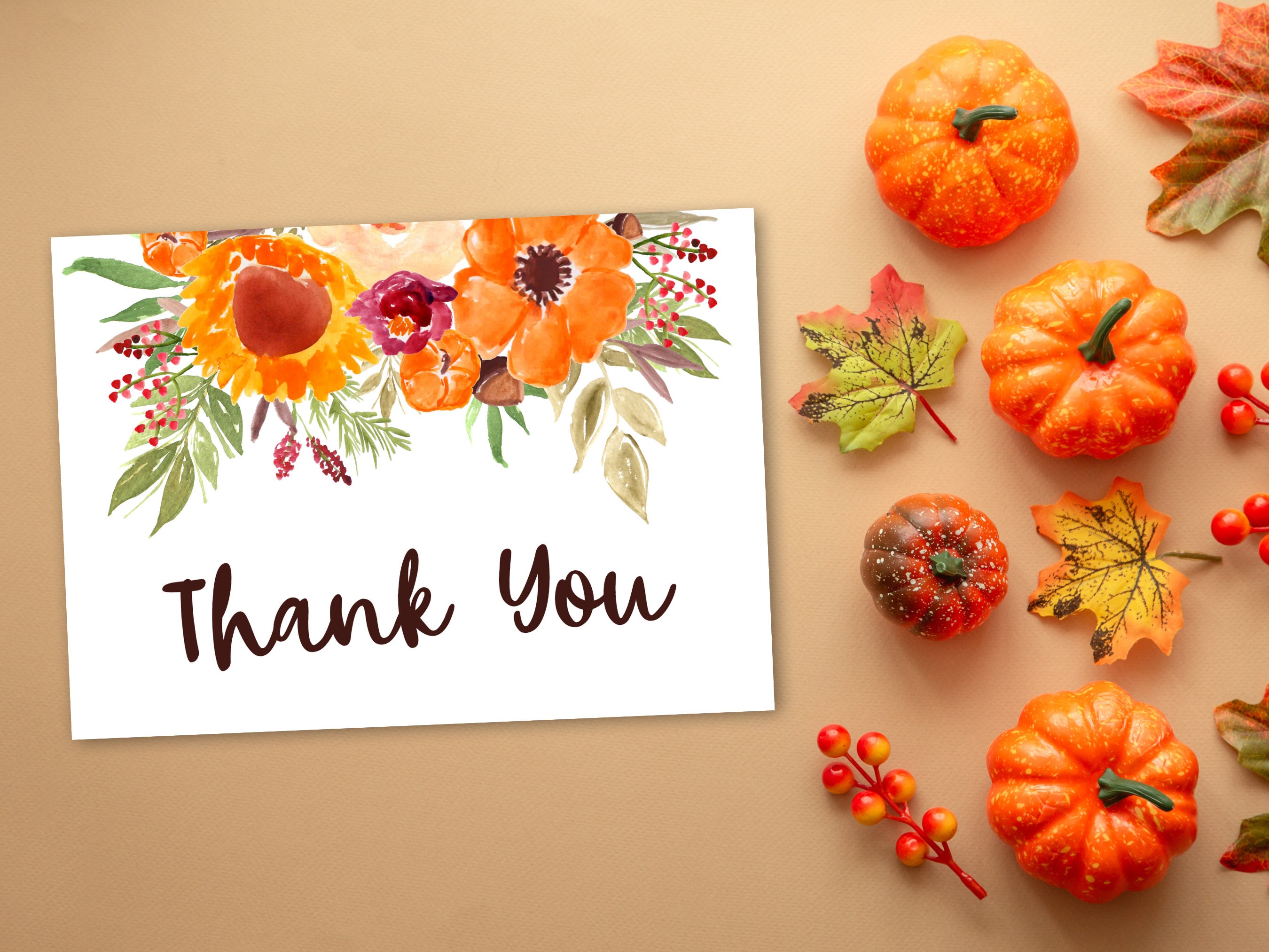 Digital Thank You Card | Printable Thank You Cards | Floral Thank You ...