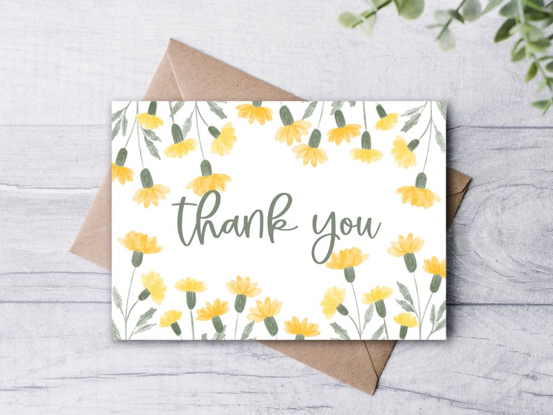 Floral Thank You Digital Printable Card | Printable Card | Digital ...