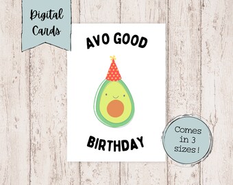 Avocado Birthday Card Avo Great Birthday Kawaii Avocado - Etsy