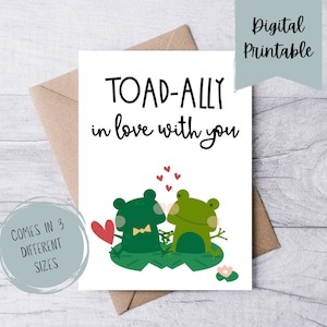 Carte d'anniversaire imprimable grenouille | Carte d'anniversaire imprimable | Carte d'anniversaire numérique | Carte amoureuse imprimable | Carte Toadally amoureux