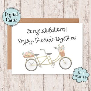 Druckbare Hochzeitskarten | Süße Hochzeitskarten | Glückwunschkarte | Digitale Hochzeitskarte | Fahrrad-Hochzeitskarte | Digitale Karte zur Hochzeit