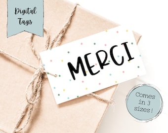 Printable Thank You Tags | Thank You Digital Tags | Thank You Favor Tags | Digital Thank You Favor Tags | Thank You Gift Tags | Merci Tag