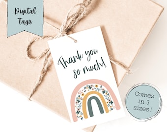 Printable Thank You Gift Tags | Digital Thank You Gift Tags | Thank You Tags for Gifts | Rainbow Thank You Tags | Thank You Printable Tags