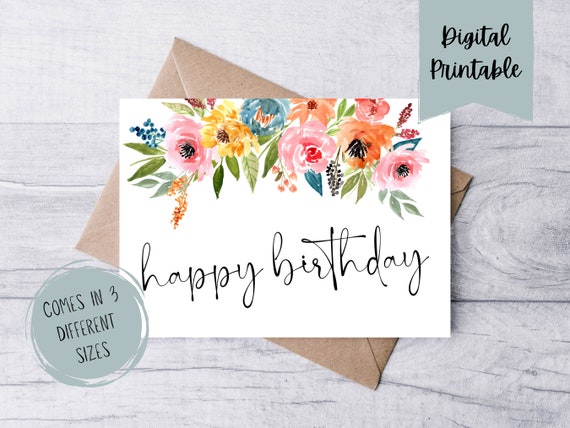 Happy Birthday Digital Printable Card Printable Card - Etsy