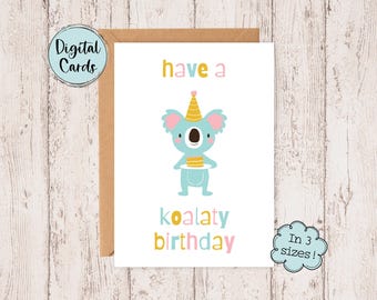 Cartão de aniversário de animal de festa | Cartão de aniversário para impressão | Cartão de aniversário digital | Cartão de aniversário de animal | Cartão de aniversário para crianças | Aniversário infantil