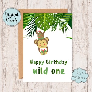 1. Geburtstag Karte zum Ausdrucken | Erster Geburtstag Digital Printable | Wild One Geburtstags-Digital-Karte | Junge Geburtstagskarte zum digitalen Download