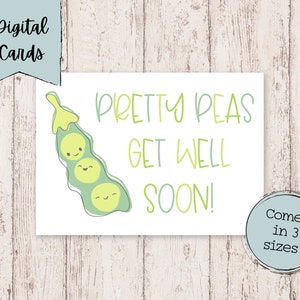 Obtener bien tarjeta digital / Obtener bien tarjeta imprimible / Por favor obtener bien tarjeta / Tarjeta divertida obtener bien / Obtener bien tarjeta de felicitación / Pretty Peas se mejore