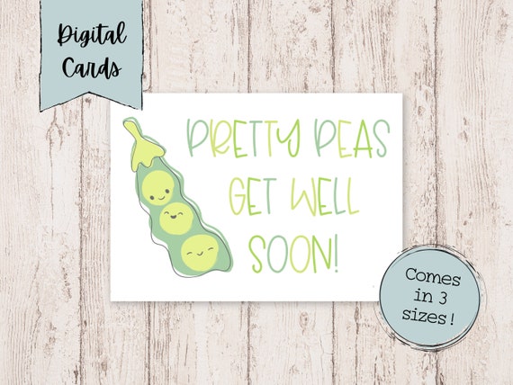 Get Well Digital Card | Get Well Printable Card | Please Get Well Card | Funny Get Well Card | Get Well Greeting Card | Pretty Peas Get Well