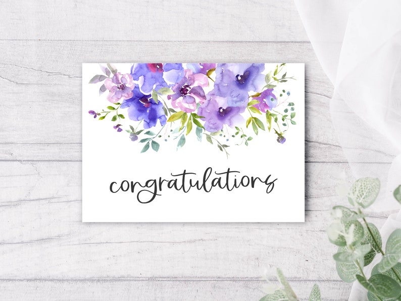 Floral Congratulations Printable Cards Wedding - Etsy