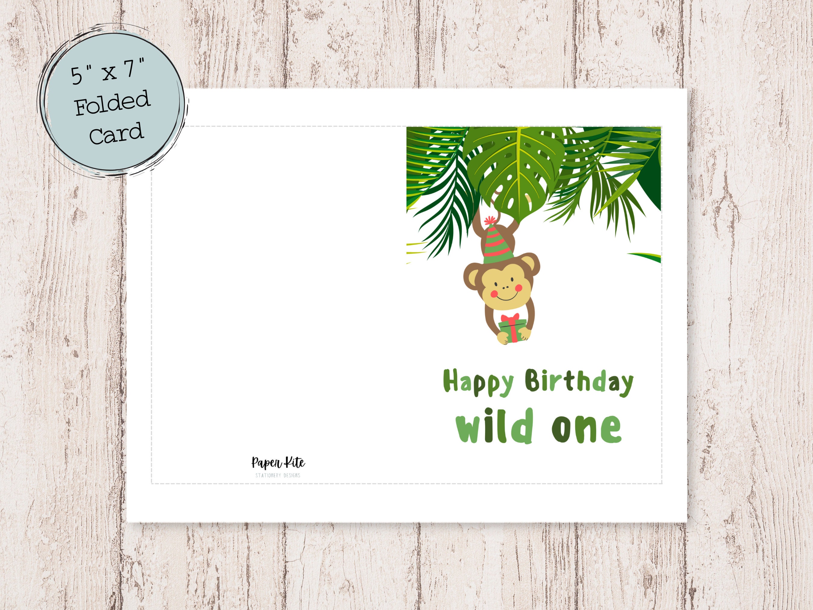 1st Birthday Card Printable First Birthday Digital Printable Wild One ...