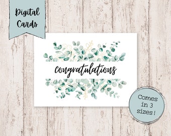 Tarjetas imprimibles de felicitaciones / Tarjeta imprimible de felicitaciones de boda / Tarjeta de descarga digital / Tarjetas digitales de felicitaciones