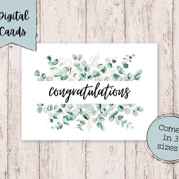 Congratulations Printable Cards | Wedding Congratulations Printable Card | Digital Download Card | Congratulations Digital Cards