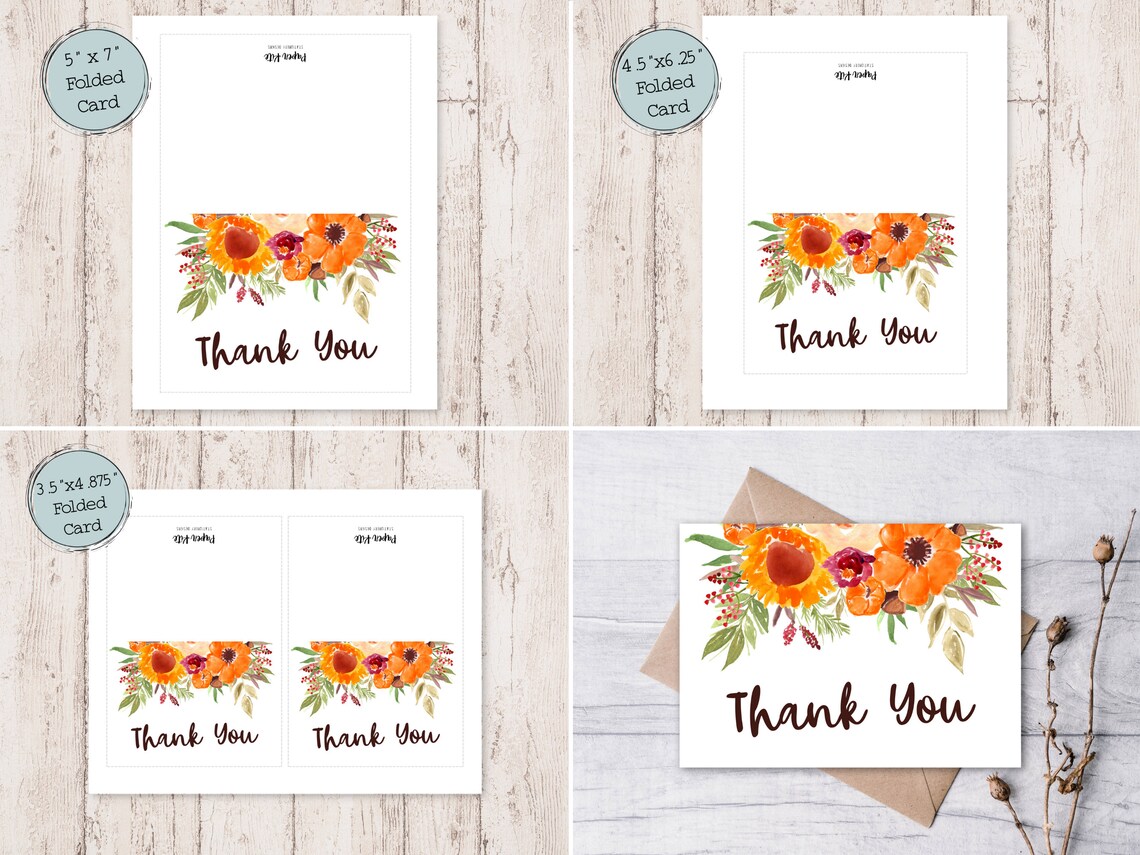 Digital Thank You Cards Printable Thank You Cards Floral Thank You ...